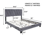 Lit rembourré ajustable de taille Queen, résistant aux taches et durable