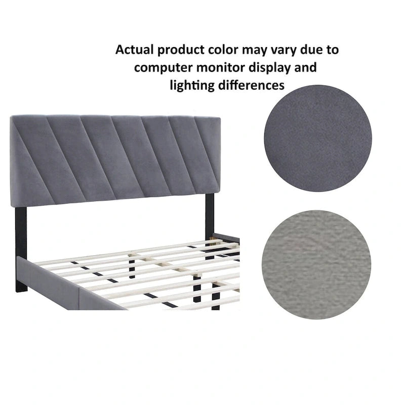 Lit rembourré ajustable de taille Queen, résistant aux taches et durable