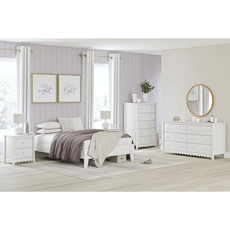 Lit plateforme blanc double Signature Design by Ashley Hallityn