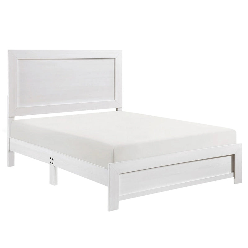 Eby Twin Size Bed, Rustic Farmhouse Style, White Finish Wood Veneer