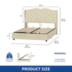 Lit coffre Moasis Queen avec tête de lit relevable, hauteur 131 cm