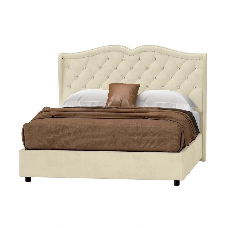 Lit coffre Moasis Queen avec tête de lit relevable, hauteur 131 cm