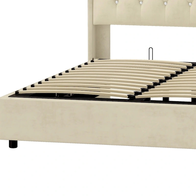 Lit coffre Moasis Queen avec tête de lit relevable, hauteur 131 cm