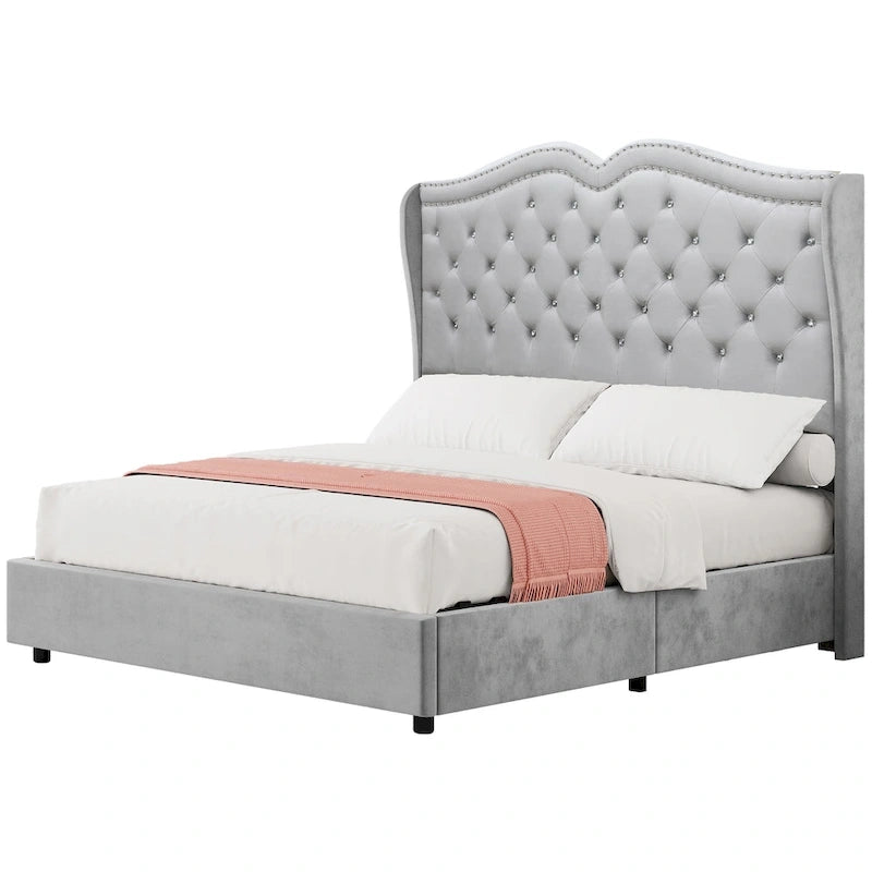 Lit coffre Moasis Queen avec tête de lit relevable, hauteur 131 cm