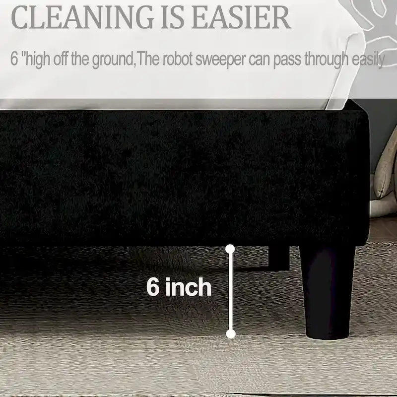 Cadre de lit King avec tête de lit, lit plateforme robuste avec sommier à lattes en bois, sans sommier tapissier ni base de matelas, montage facile