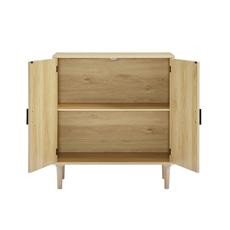 Armoire de rangement rustique avec 2 portes en rotin