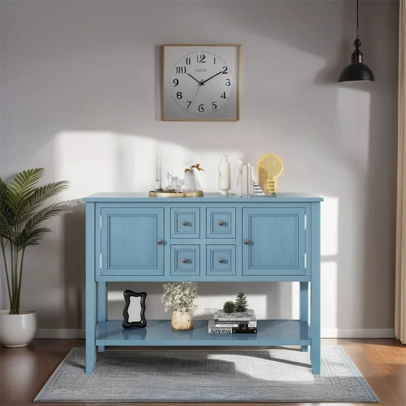 Console vintage Cambridge Series avec quatre tiroirs et un grand espace de rangement