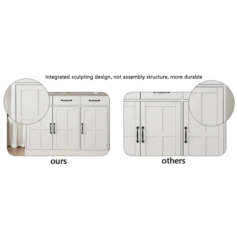 Buffet de style campagnard avec 2 tiroirs et 4 portes