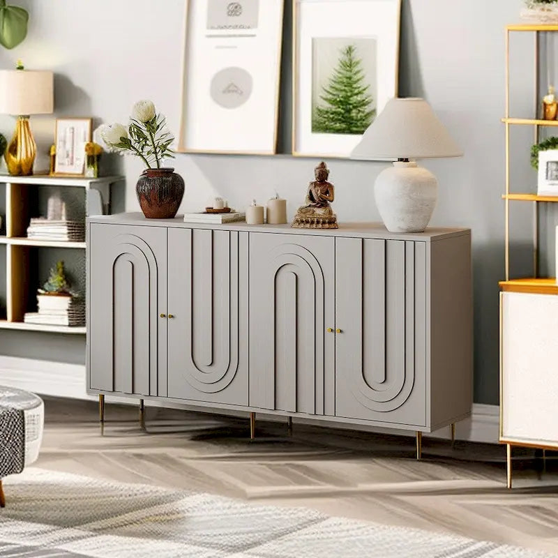 Vitrine en bois avec portes coulissantes en verre