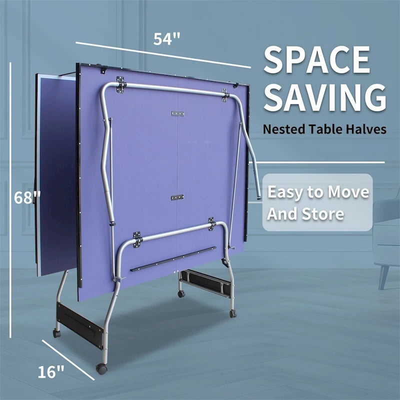 Table de ping-pong pliable de taille moyenne (2,44 m), 2 raquettes et 3 balles