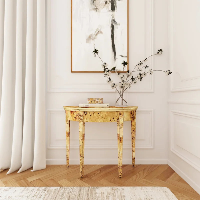 Table console Hampton Demilune Burl 36