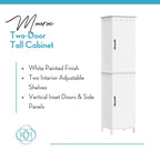 Armoire de rangement haute pour salle de bain RiverRidge Monroe avec portes et étagères réglables - Blanc