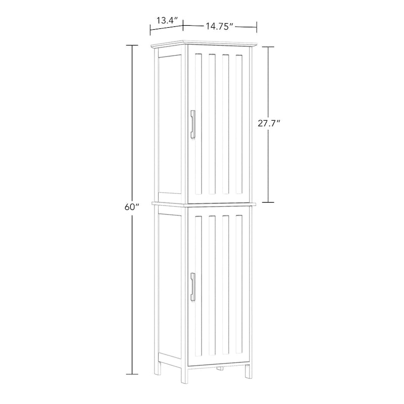 Armoire de rangement haute pour salle de bain RiverRidge Monroe avec portes et étagères réglables - Blanc