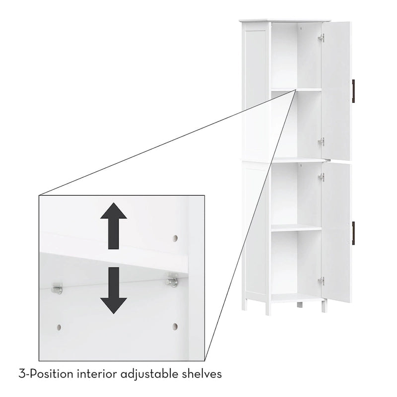 Armoire de rangement haute pour salle de bain RiverRidge Monroe avec portes et étagères réglables - Blanc