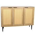 Armoire de rangement en bois 47,24 avec 3 portes en rotin et 3 étagères