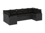 Salon de jardin 7 pièces avec coussins noir résine tressée