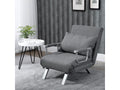 Fauteuil chauffeuse canapé-lit convertible 1 place déhoussable grand confort coussin pieds accoudoirs métal lin gris clair