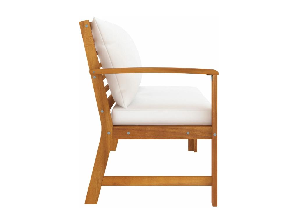 Banc de jardin 114,5 cm avec coussin crème Bois solide d'Vertchez