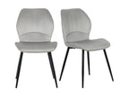 Lot de 2 chaises en velours gris clair avec pieds métal noir - Vertchez