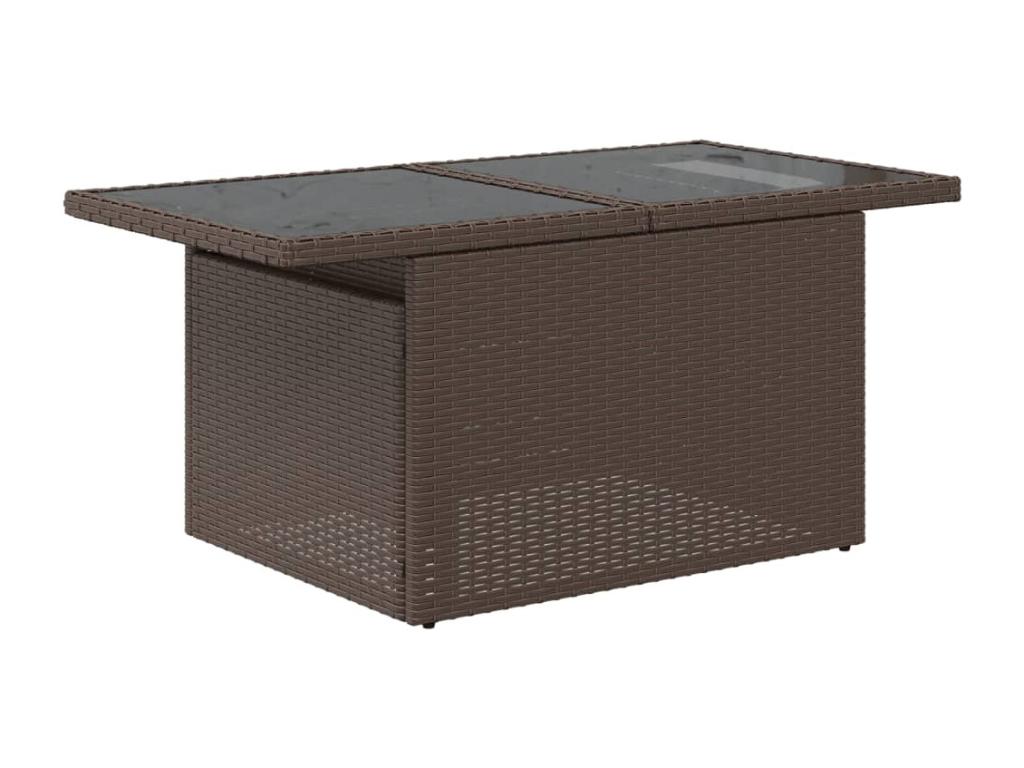 Salon de jardin 8 pièces avec coussins marron résine tressée