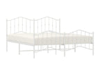 Cadre de lit métal sans matelas et pied de lit blanc 160x200 cm