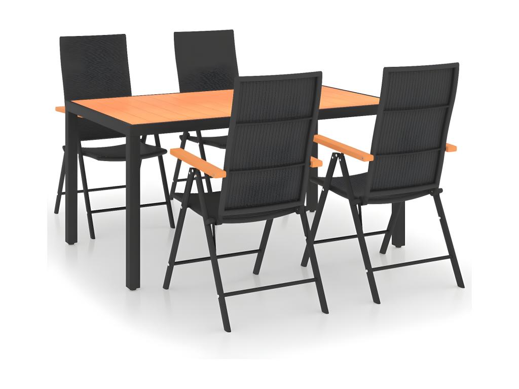 Ensemble à manger de jardin 5 pcs noir et marron