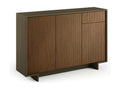 Buffet Vertchez Buffet de salon Buffet de salon avec 3 portes et 1 tiroir Made in Italy 134x35h87 cm Marron et Noyer