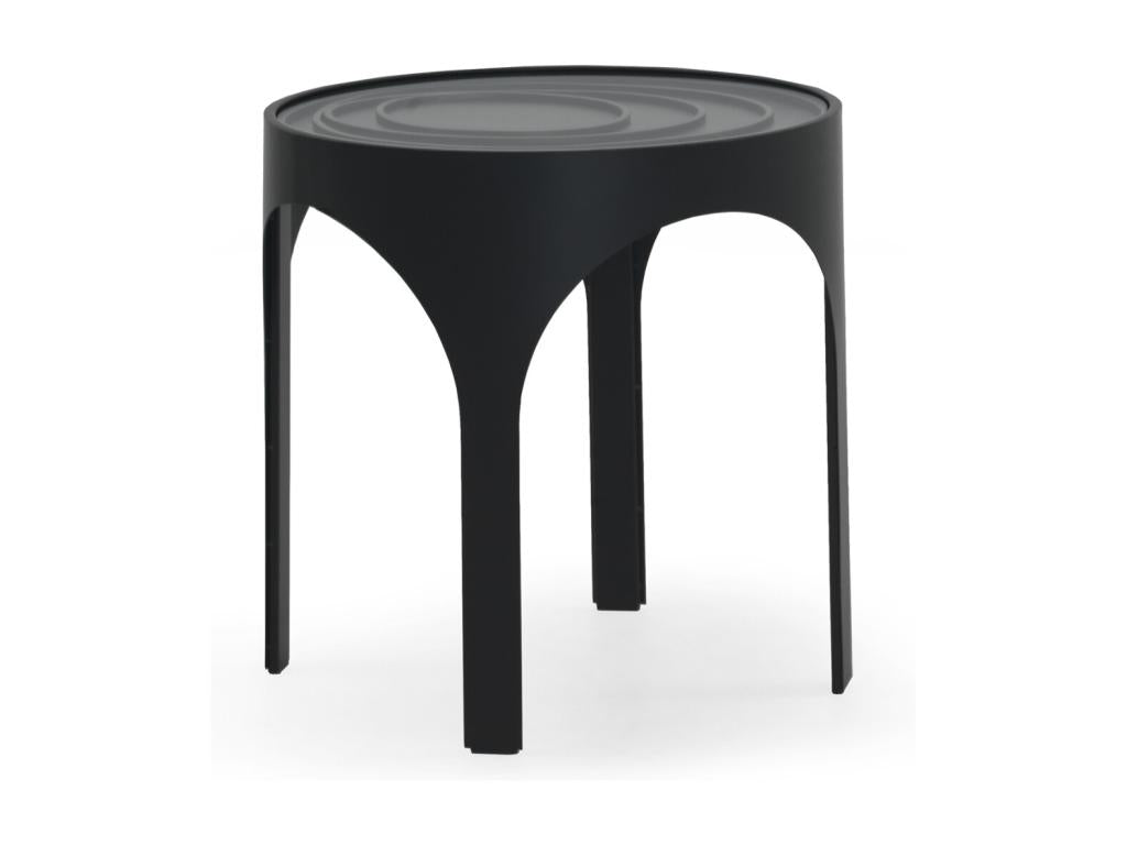 Table basse avec plateau en verre et métal noir